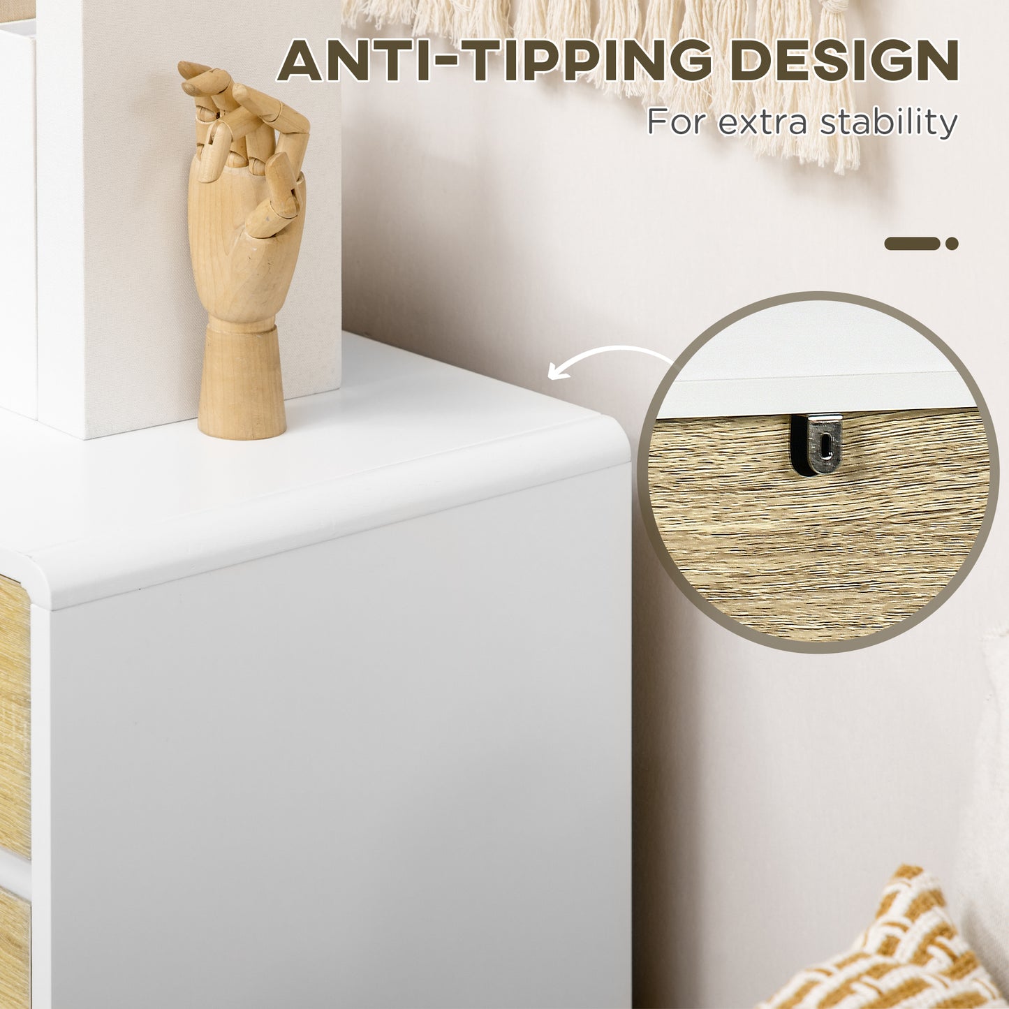 Retro Vintage Style Chest of Four Drawers - Wood-Effect/White