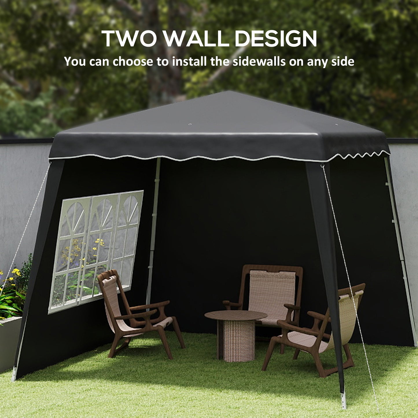 Outsunny 2.4 x 2.4m UV50+ Pop Up Gazebo - Black / Blue