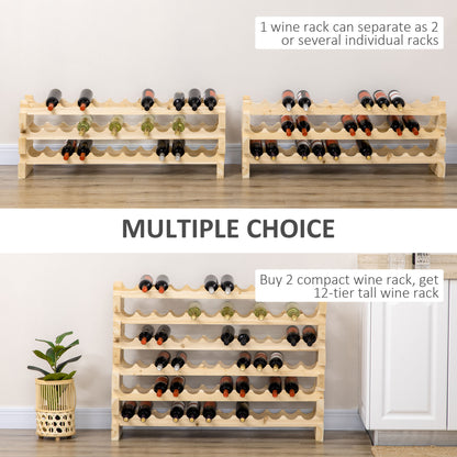 Six-Tier, 72 Bottle Wooden Wine Rack Set of 2 - Natural Wood