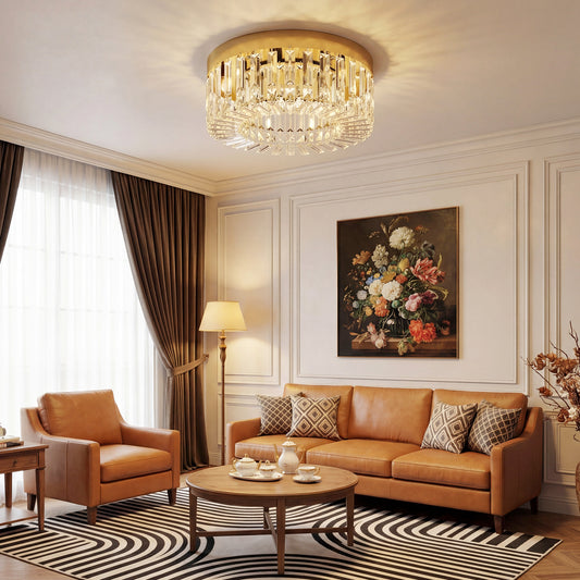Crystal Chandelier | 160 Crystal Pendants | 6-Light G9 | Ø40cm | 10-40m² | Gold Tone