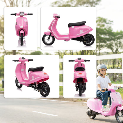 AIYAPLAY 24V Kids Electric Motorbike, Ride on Motorcycle with Manual Throttle, Brakes and LED Lights for Ages 8-12 Years, Pink