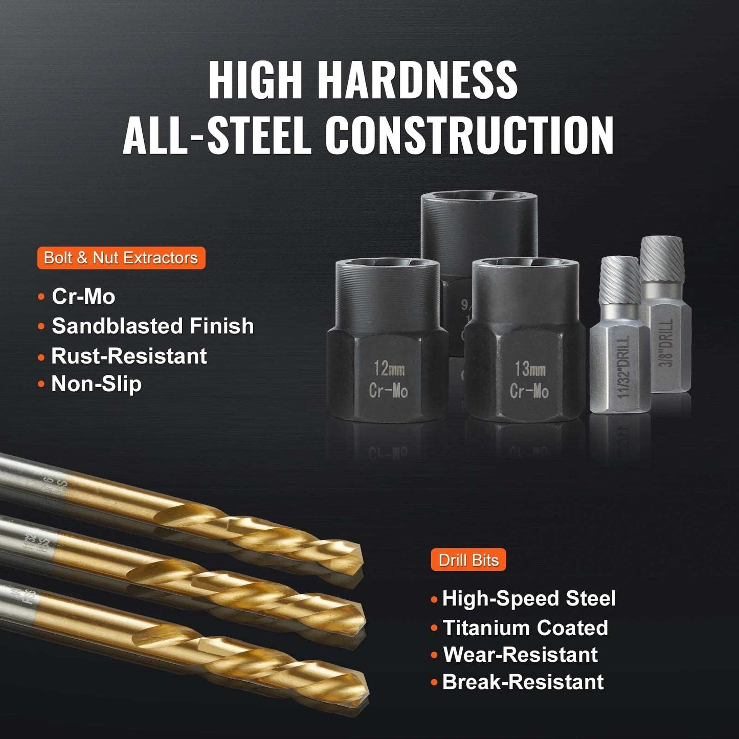 48 Piece Bolt Screw Extractor Set 13 PCS, Bolt Extractor Set 19 PCS Screw Extractors 16 PCS Reverse HSS Drill Bits