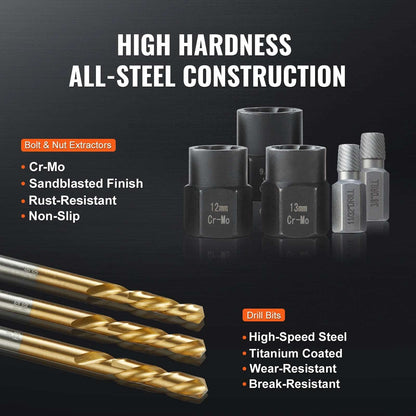 48 Piece Bolt Screw Extractor Set 13 PCS, Bolt Extractor Set 19 PCS Screw Extractors 16 PCS Reverse HSS Drill Bits