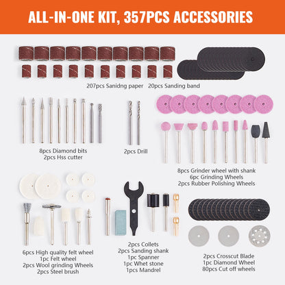 Rotary Tool Accessories Kit Diameter Shank Power Set For Carving Sanding Cutting Cleaning Grinding