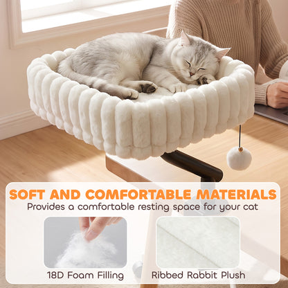 Raised Cat Window Bed | 360° Rotating Clamp-On Cat Hammock | White & Black | For Cats Under 6kg