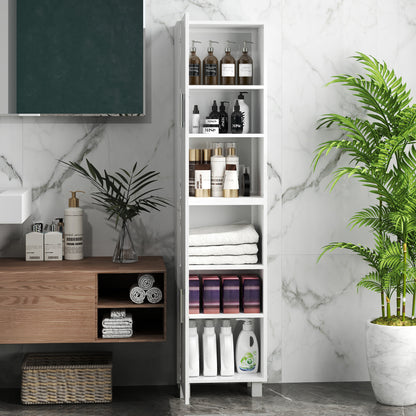 Tall Bathroom Cabinet, Freestanding Bathroom Cabinet with Adjustable Shelves and Double Doors