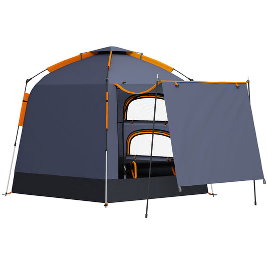 Automatic Pop Up Instant Setup 2-4 Man Camping Tent W/ Mesh Windows, Waterproof & Portable Dome Tent for Camping, Hiking, Backpacking, Dark Grey