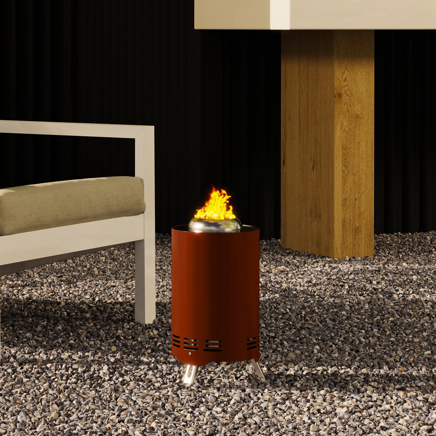 Outsunny Smokeless Fire Pit, 16 x 16 cm Stainless Steel Portable Wood Burning Firepit with Poker for Garden Camping Bonfire Party, Red