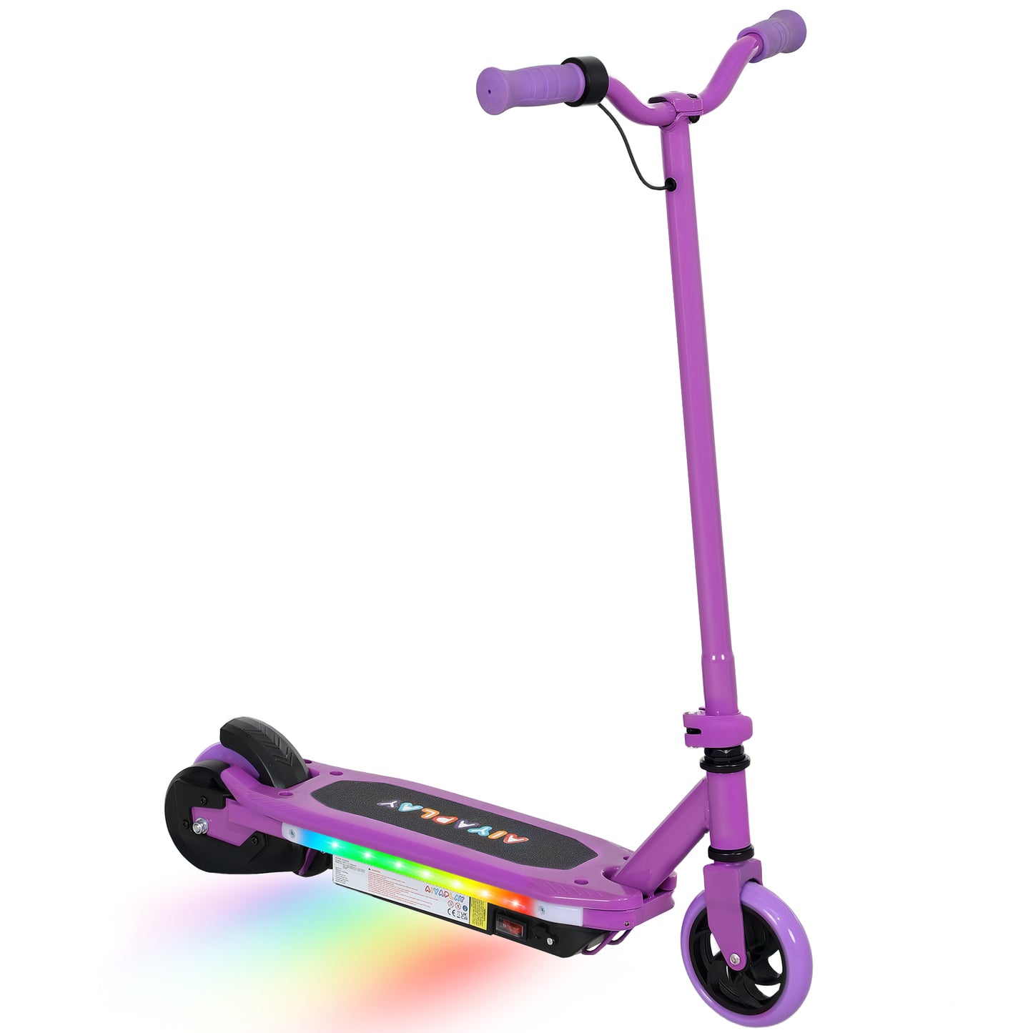 AIYAPLAY Electric Scooter for Kids Ages 6-14, with Colourful Light and Electric Brake, Kids Electric Scooter E Scooter, Up to 10 KM/H & 8 KM, Purple / Blue / Pink