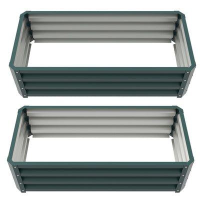 Outsunny Steel Raised Beds for Garden, Outdoor Planter Box, Set of 2, for Flowers, Herbs and Vegetables, Dark Grey