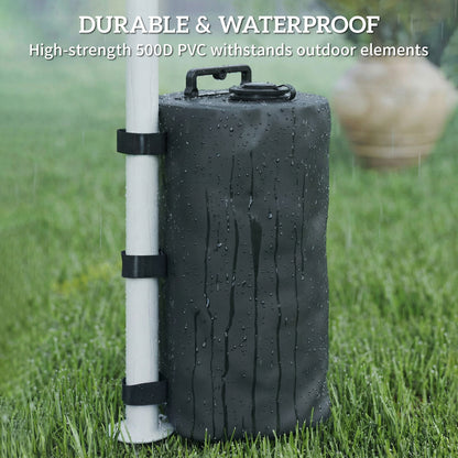 Set of 4 Gazebo Weight Bags | 10L Water or 13kg Sand | 500D PVC | Adjustable Straps 25-70mm Legs | Foldable | Black