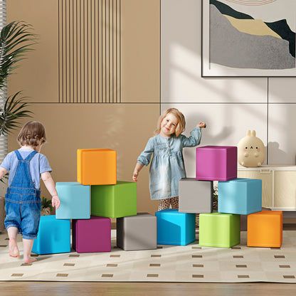 12 Piece Soft Foam Play Blocks | Building & Stacking Toy | PU Cover | Ages 12–36 Months | Wipe Clean | Multi-colour
