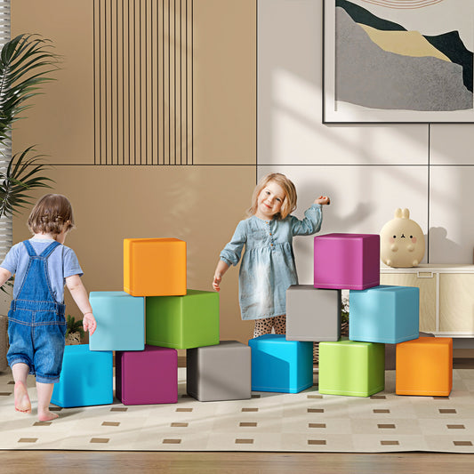 12 Piece Soft Foam Play Blocks | Building & Stacking Toy | PU Cover | Ages 12–36 Months | Wipe Clean | Multi-colour