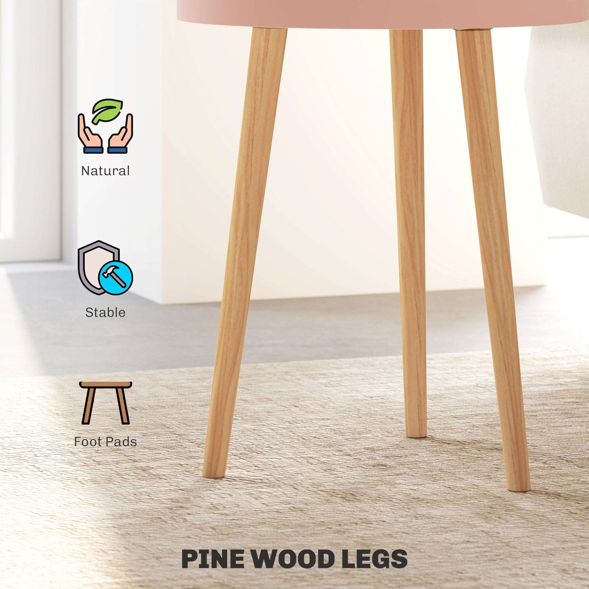 3-Tier Side Table, Round Living Room End Table with 2 Hidden Storage and Detachable Top Tray, Sofa Small Side Table with Wooden Legs, Multicolour