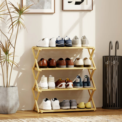 4-Tier Bamboo Shoe Rack, No Assembly - Natural
