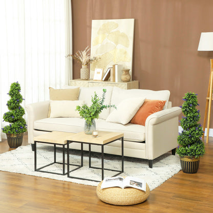 Set of 2 Decorative Artificial Plants, Boxwood Spiral Topiary Tree with Lavender and Pot, Fake Plants for Home Decor, 90cm