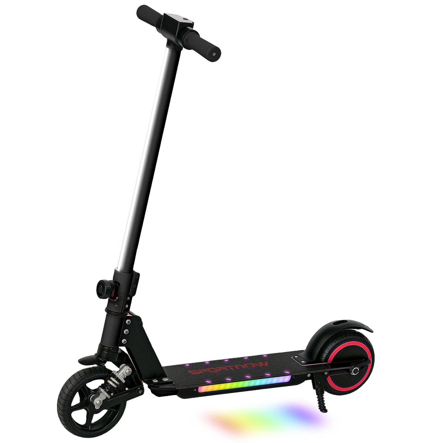 Folding Electric Scooter for Kids Age 6-14 with Dual Brakes, Front Suspension, LED Colourful Lights and Display, 6.8kg Lightweight Aluminium E Scooter, Up to 14 KM/H & 6 KM