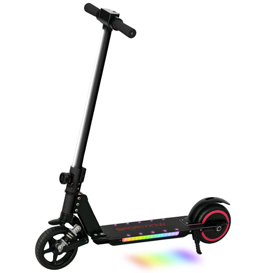 Folding Electric Scooter for Kids Age 6-14 with Dual Brakes, Front Suspension, LED Colourful Lights and Display, 6.8kg Lightweight Aluminium E Scooter, Up to 14 KM/H & 6 KM