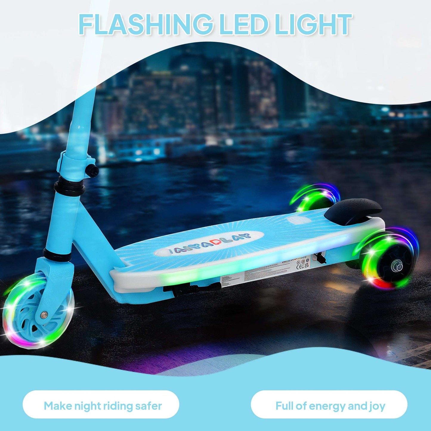 Electric Scooter for Kids Ages 4-7, with Auxiliary Rear Wheels, Flashing LED Light and Electric Brake, Kids Electric Scooter for Boys Girls