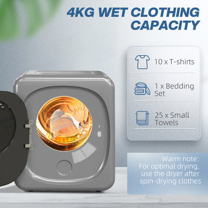 2.5kg Compact Vented Tumble Dryer | Smart Mode | 800W | 6 Timer Modes | 4 Temp Settings | Stainless Steel Drum | Silver