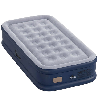 Single Inflatable Air Bed | Built-In Electric Pump | 3 Min Inflate | Flocked Top | 5000mm Waterproof | 200kg | 190x97x39cm | Carry Bag Included | Grey