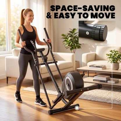 Magnetic Elliptical Cross Trainer | Bluetooth App | 8-Level Resistance | LCD & Heart Rate | 120kg | Grey