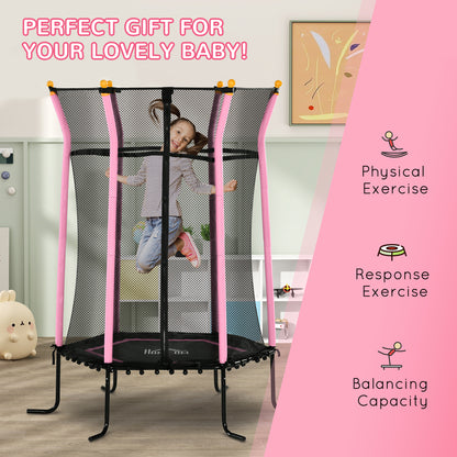 Kids Trampoline Mini Bouncer with Enclosure Safety Net For Ages 3-10 Years - Pink / Blue