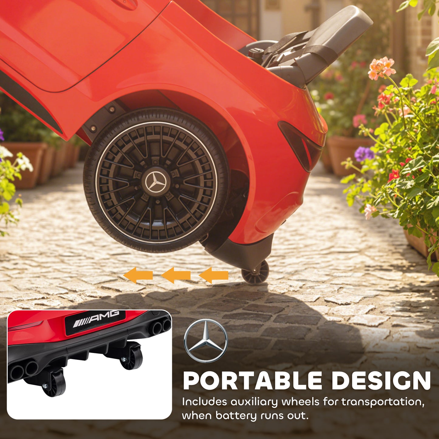 AIYAPLAY Licensed Mercedes AMG Kids Electric Car, 12V Ride On Car with Dual Motors, Remote Control for 3-6 Years