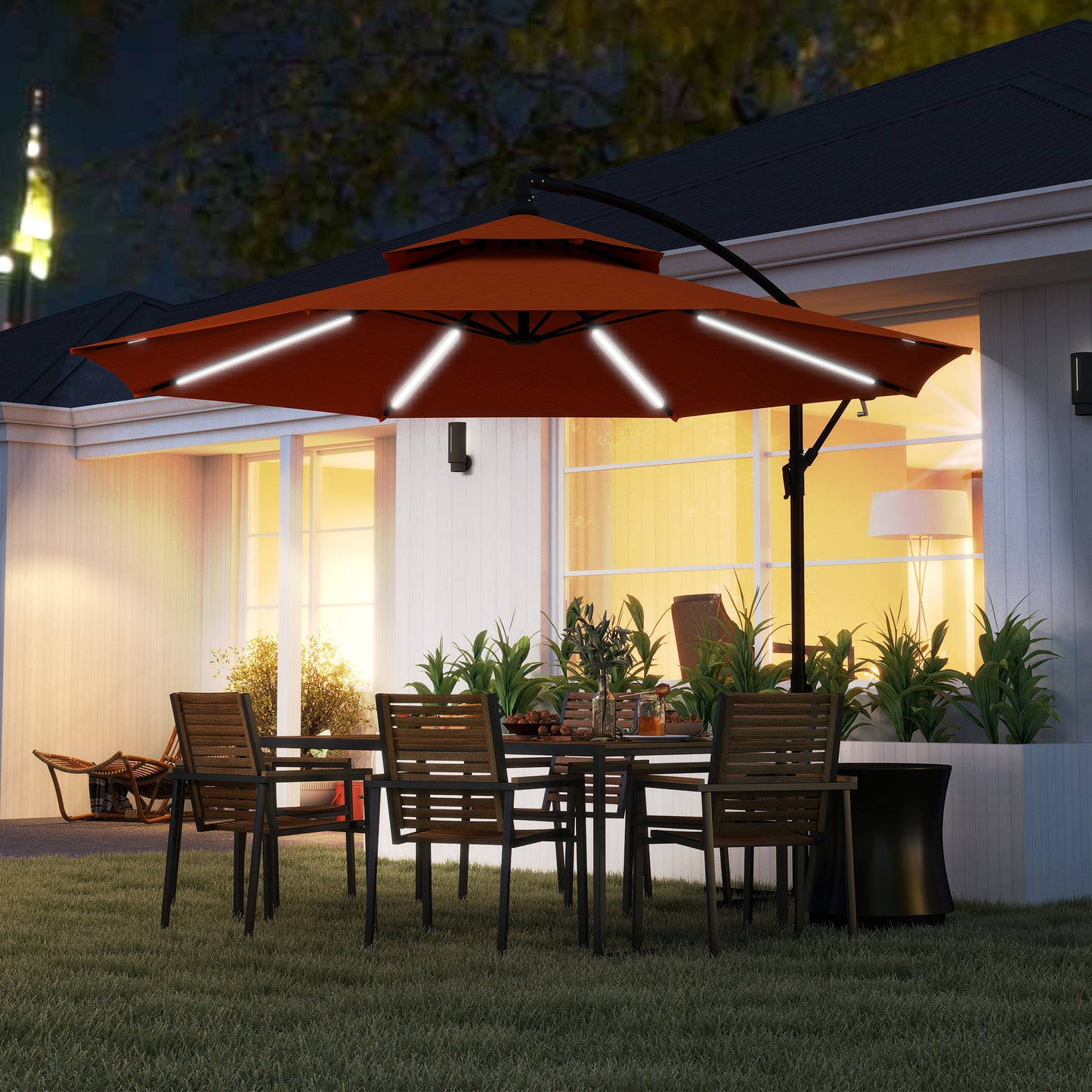 Outsunny 3(m) Cantilever Banana Parasol - Orange