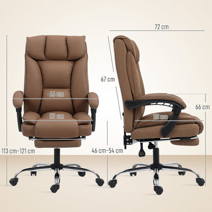 155° Reclining Faux Leather Swivel Office Chair - Brown
