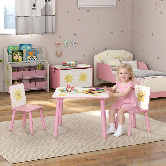 AIYAPLAY 3-Piece Toddler Table and Chair Set, Kids Table with 2 Chairs Set for Bedroom, Nursery, Playroom