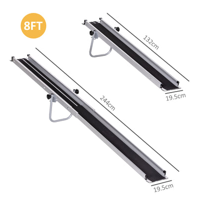 Telescopic Wheelchair Ramps 244L x 19.5Wcm, 270kg, Folding Aluminium Door Threshold Ramps For Home, Mobility Scooters, Doorways, Steps