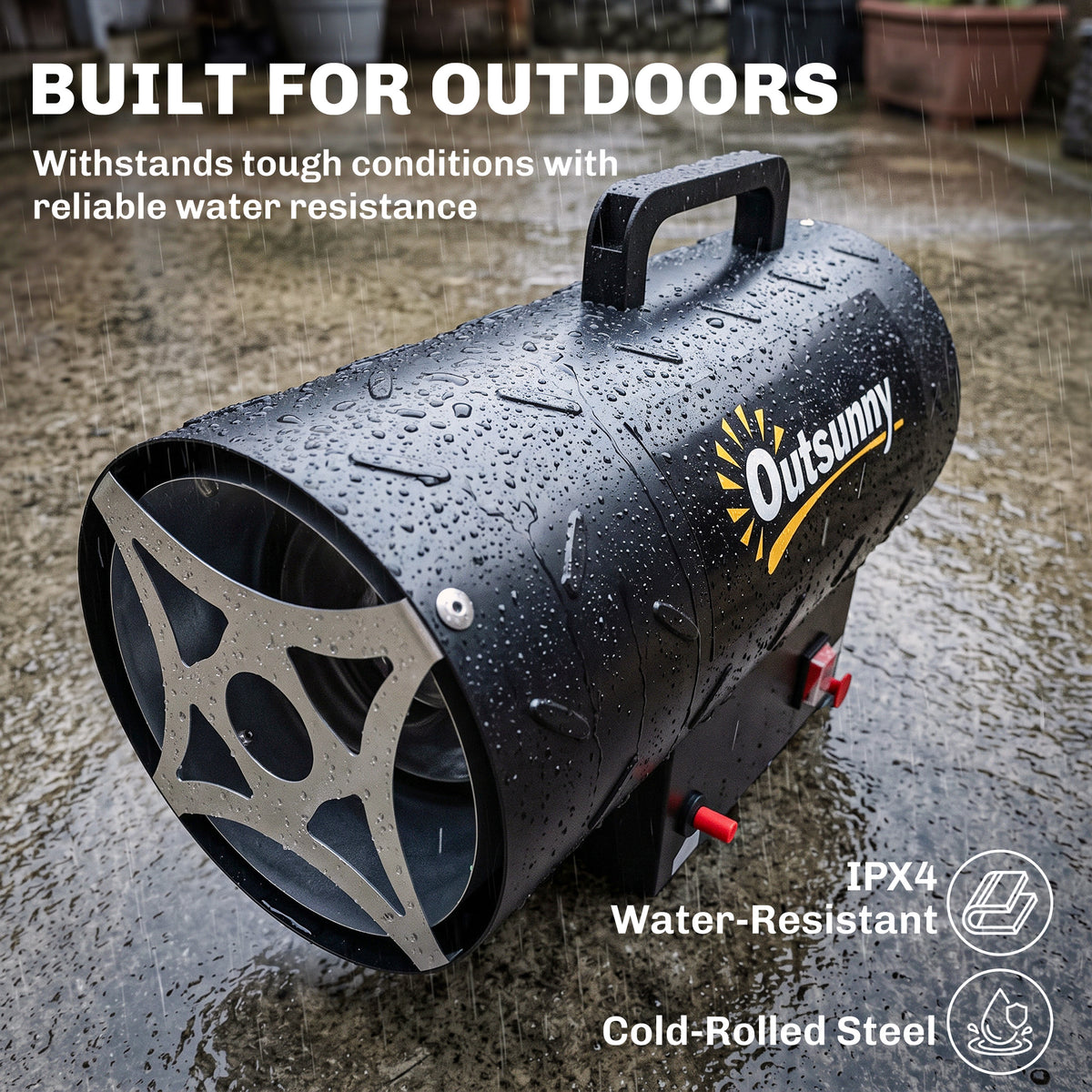 15 kW Gas Space Heater | 51,000 BTU Portable Forced-Air Fan | Workshop, Garage & Patio Heating | 150 m² | Black