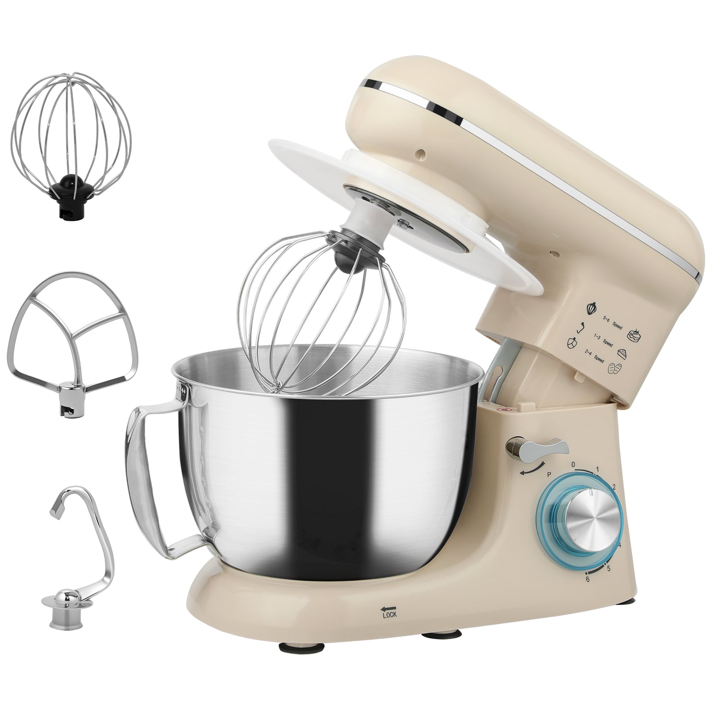 1300W Kitchen Stand Food Mixer Blender with Accessories - Blue / Silver / Beige