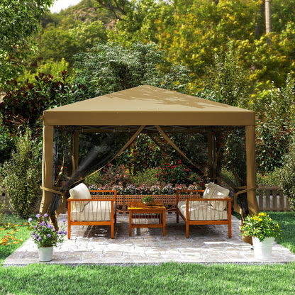 3 x 3 m Pop Up Gazebo, 420D Garden Tent Canopy with Removable Mesh Sidewall Netting, Carry Bag for Garden Patio Outdoor