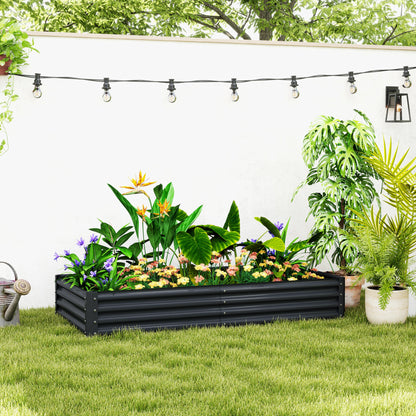 Large Galvanised Steel Raised Garden Bed | 459L | Open Bottom | Inner Support Bars | Powder-Coated Rust-Resistant | Easy Assembly | 180x90x30cm | Flowers Veg & Plants | Dark Grey