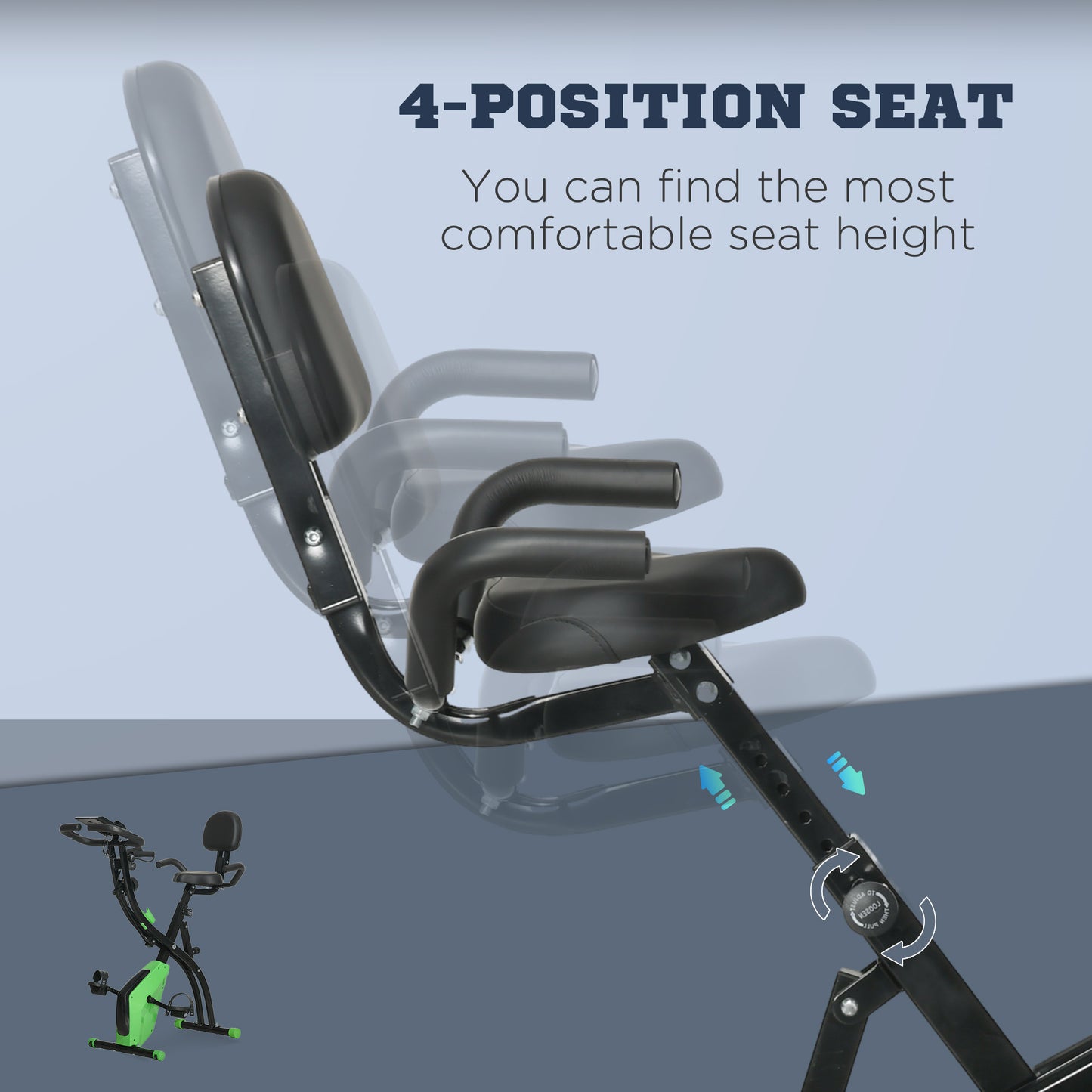 2-in-1 Folding Exercise Bike with 8-Level Magnetic Resistance, Arm Resistance Band, Pulse Sensor, Green