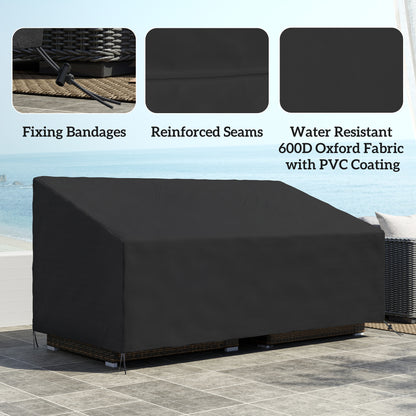 Outsunny 600D Oxford Cloth Furniture Cover, 3 Seater Sofa Protector for Garden Patio, Outdoor, Waterproof, Black, 218 x 111 x 63-101 cm
