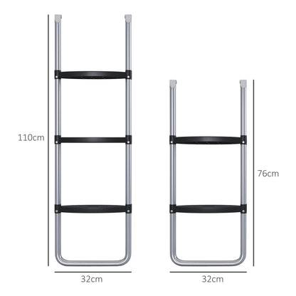 Galvanised Steel Trampoline Ladder, 2 Steps/3 Steps Outdoor Trampoline Accessories for 6ft, 8ft, 10ft, 12ft, 13ft, 14ft, 16ft Trampoline, 110L x 32Wcm,