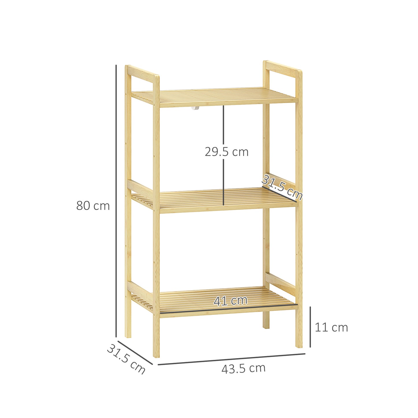 Three-Tier Bamboo Adjustable Shelf Storage Unit