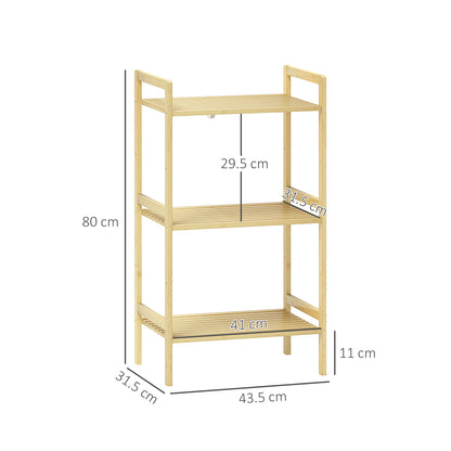 Three-Tier Bamboo Adjustable Shelf Storage Unit
