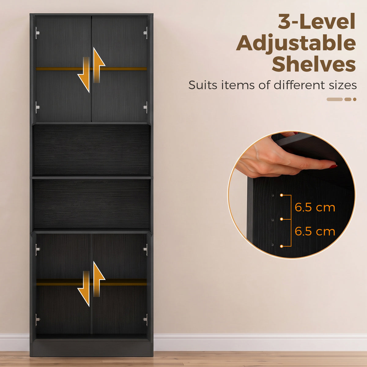 Kitchen Pantry Cabinet | 170cm Freestanding Storage Cupboard with Soft-Close Doors, 2 Colours
