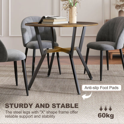 Dining Table, Round Kitchen Table with Black Legs, Anti-slip Foot Pads for Living Room, Dining Room 90 x 76 cm