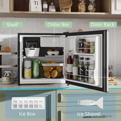 46 Litre Table Top Mini Fridge, Small Fridge with Ice Box, Reversible Door, Adjustable Temperature and Legs for Bedrooms, Home Office