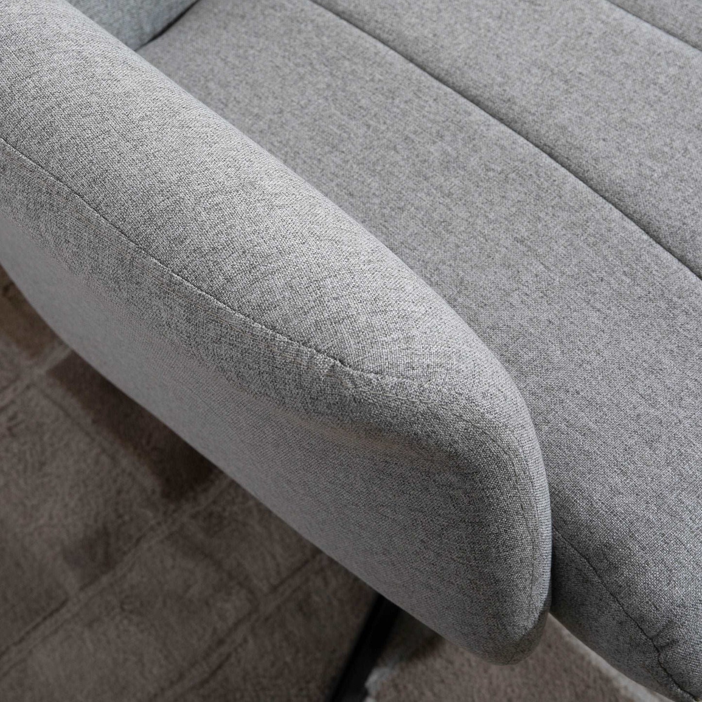 Linen Fabric Recliner and Ottoman Set, Swivel Leisure Lounge Chair with Footstool, 135° Adjustable Backrest and Thick Foam Padding, Light Grey