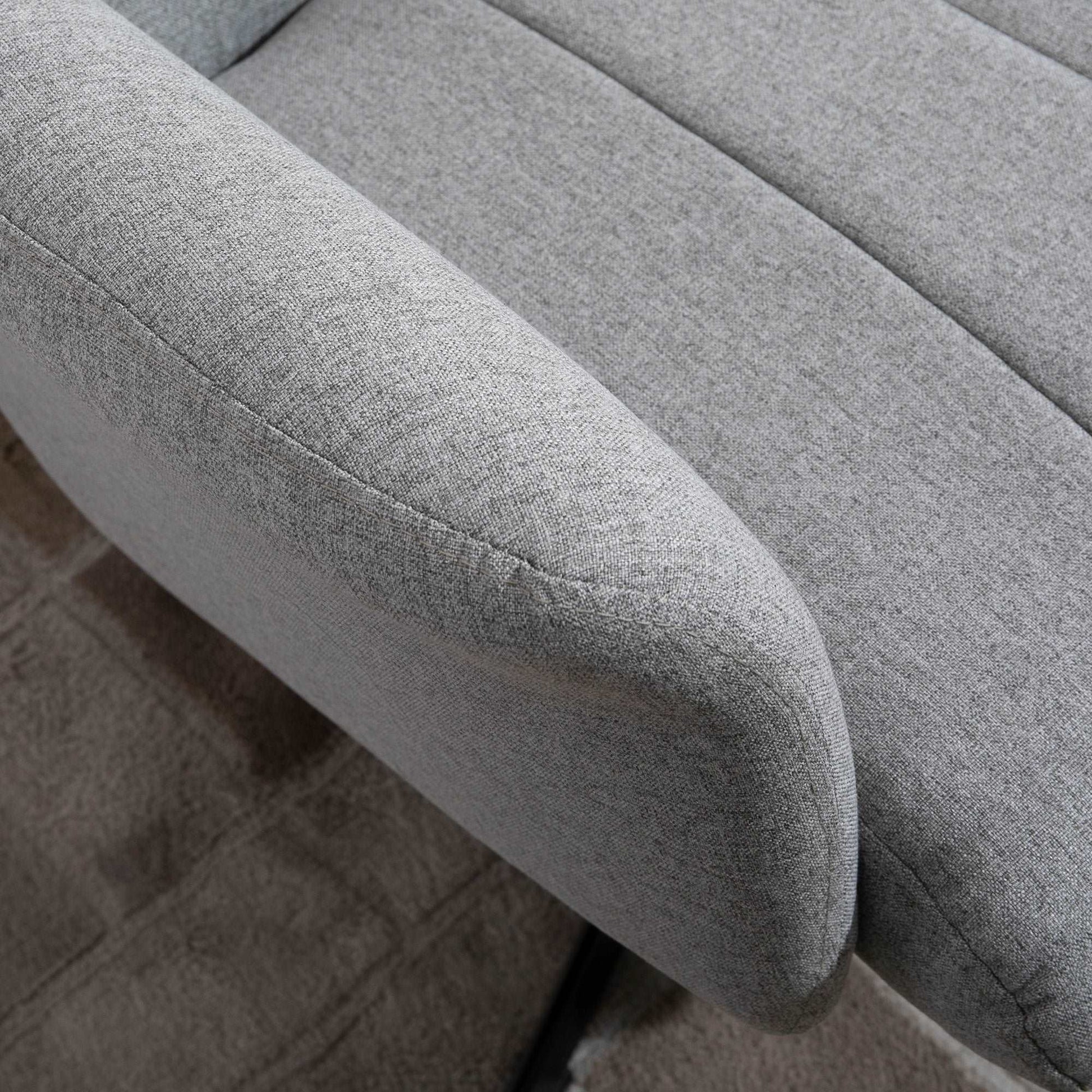 Linen Fabric Recliner and Ottoman Set, Swivel Leisure Lounge Chair with Footstool, 135° Adjustable Backrest and Thick Foam Padding, Light Grey