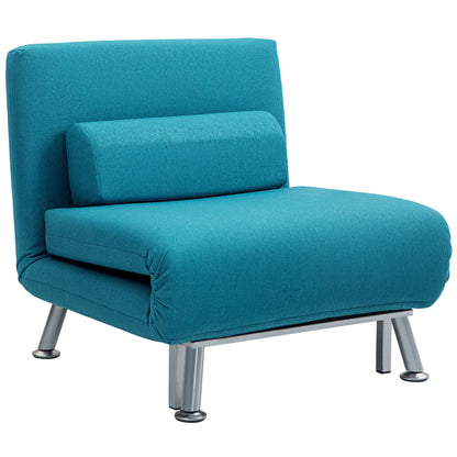 Single Linen-Feel Sleeper Chair - Dark Blue