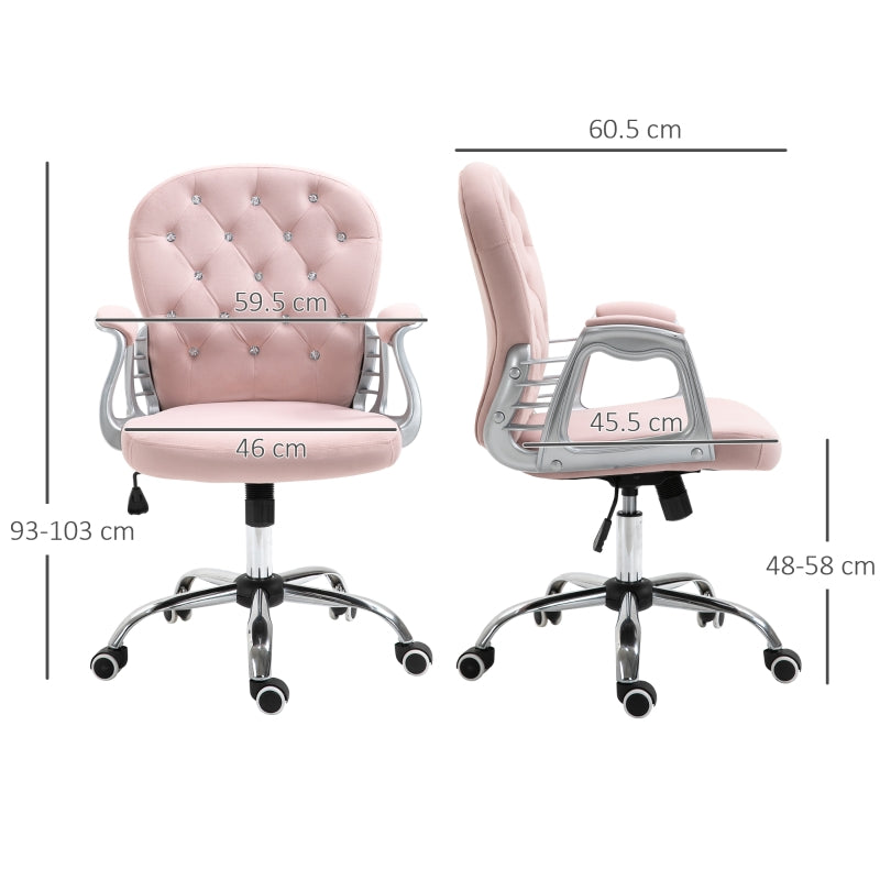 Vinsetto Height Adjustable Home Office Chair, Button Tufted Computer Chair with Padded Armrests and Tilt Function