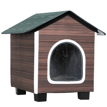 PawHut Insulated Outdoor Cat House, Waterproof Feral Cat Shelter with Elevated Base and Cushion, Red-brown