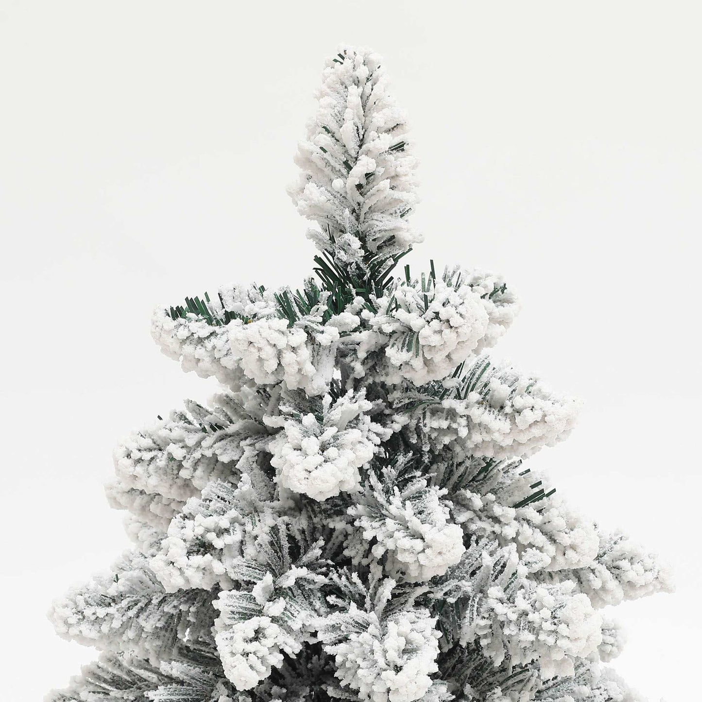 1.5ft Mini Artificial Christmas Trees with Lights Set of 2, Snow Flocked Tabletop with Base, Battery Operated, Desktop Party Decoration